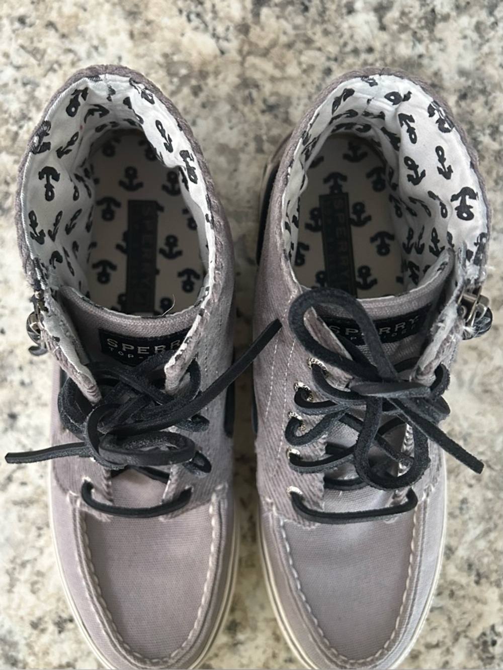 Sperry Gray Topsider High Top Corduroy Boat Shoes Sneakers Ankle Boots Size 7 - Picture 11 of 13